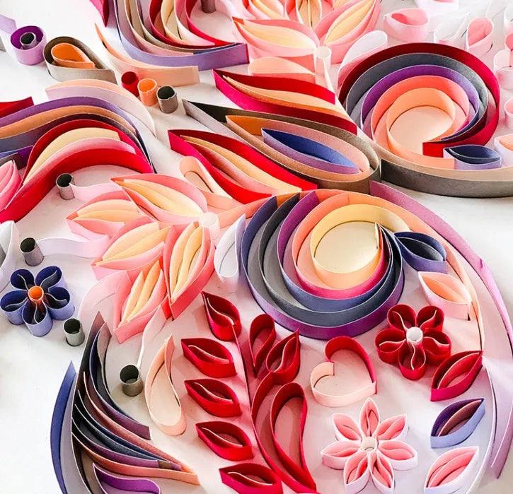 20 inch butterfly quilling illustration material pack with craft paper and tools in blue and pink