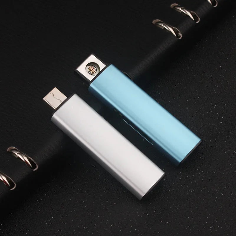 Rechargeable cigarette lighter with metal body and windproof function, 20-piece set, random colour