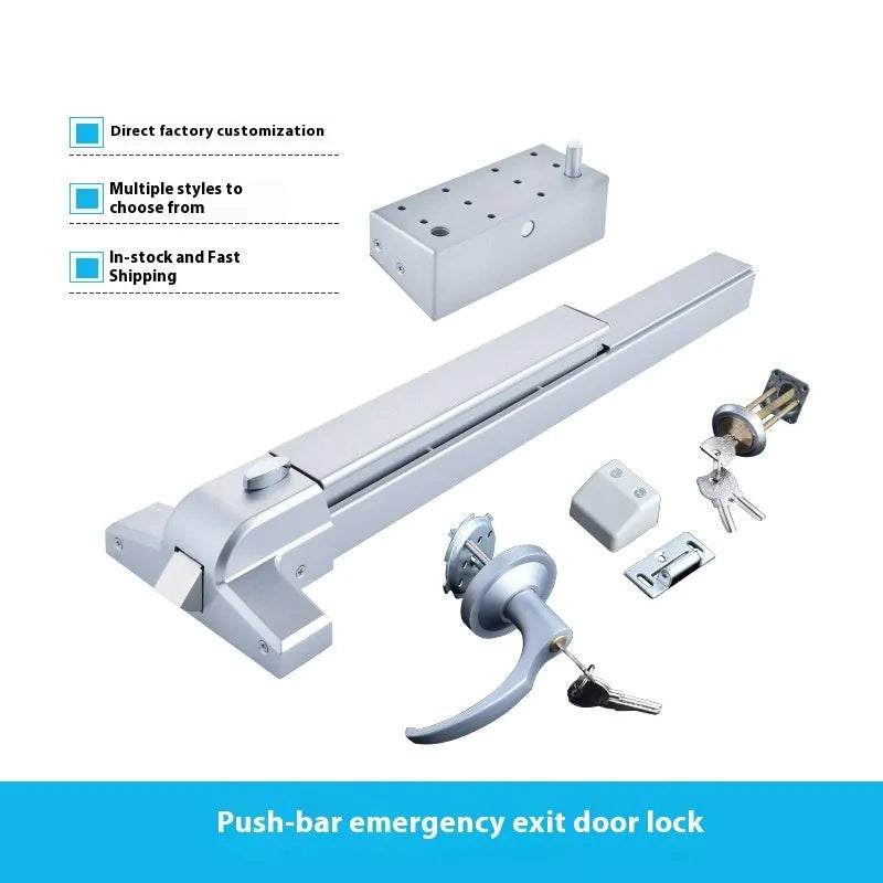Stainless steel fireproof door push lock with external handle for 65cm baked paint single door