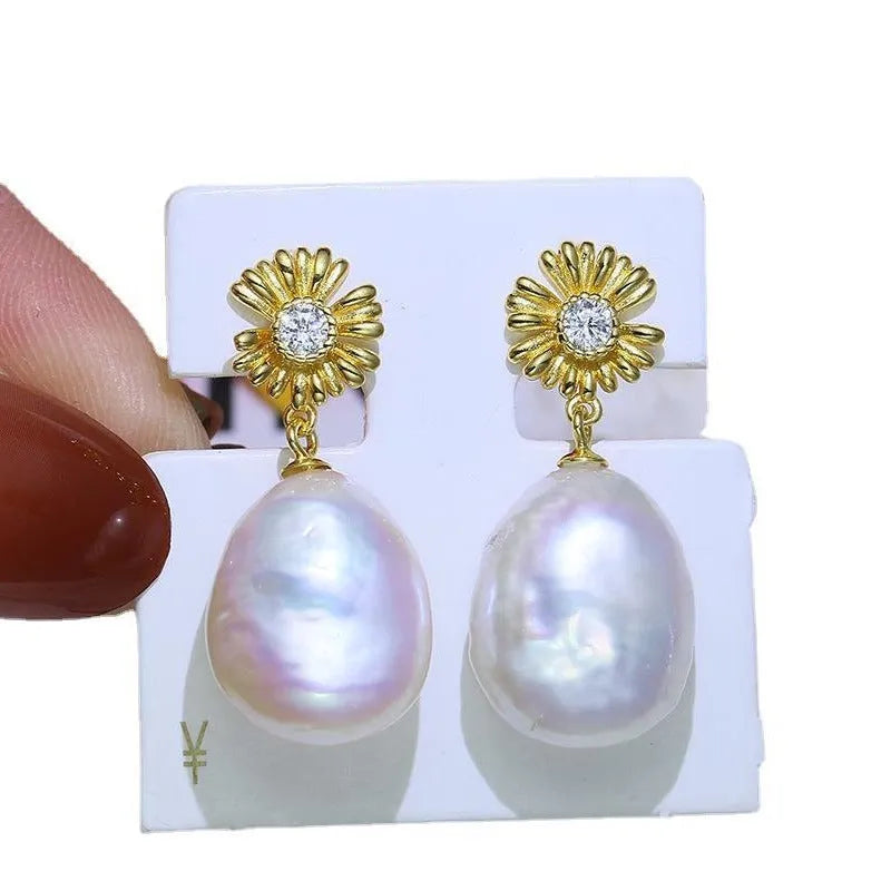 S925 sterling silver Baroque earring frames for DIY jewellery making in gold and silver colour options