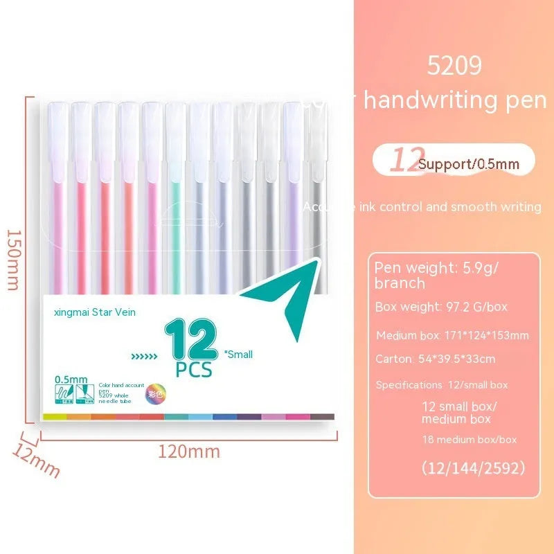 Colour boxed gel pen stationery with 0.5mm fine point plastic shell and assorted ink colours