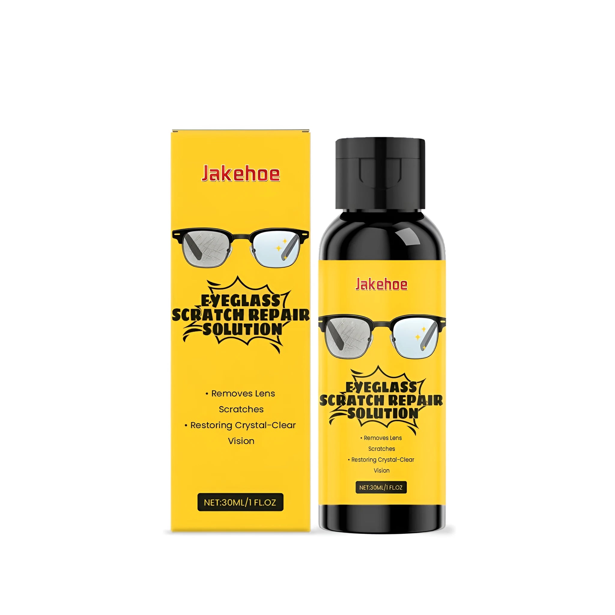 30ml eyeglass scratch repair solution bottle with clear liquid formula for glass and plastic lenses