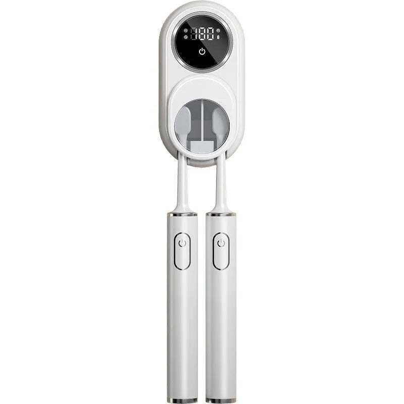 White electric wall storage rack for kitchen utensils with UV sterilisation and drying functions