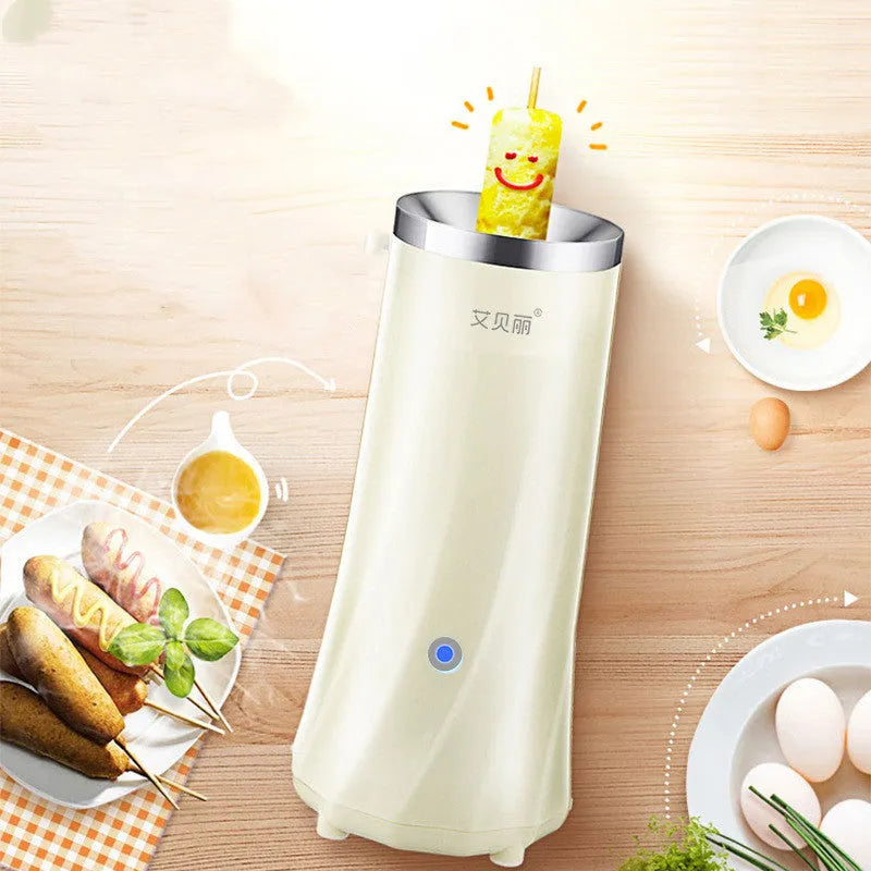 Compact beige white and green mini breakfast machine for small kitchen spaces