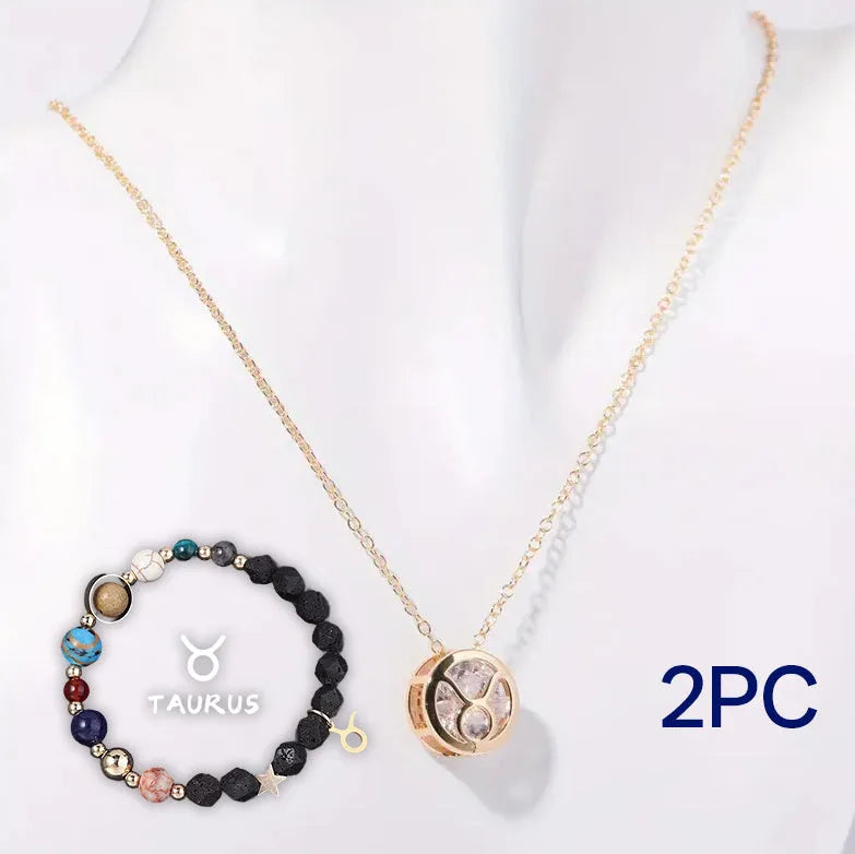 Natural stone beaded necklace set with matching bracelet in mixed colour beads
