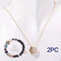 Natural stone beaded necklace set with matching bracelet in mixed colour beads