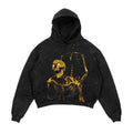 3D printed Halloween hoodie for men and women in black polyester with slim fit and patch pocket