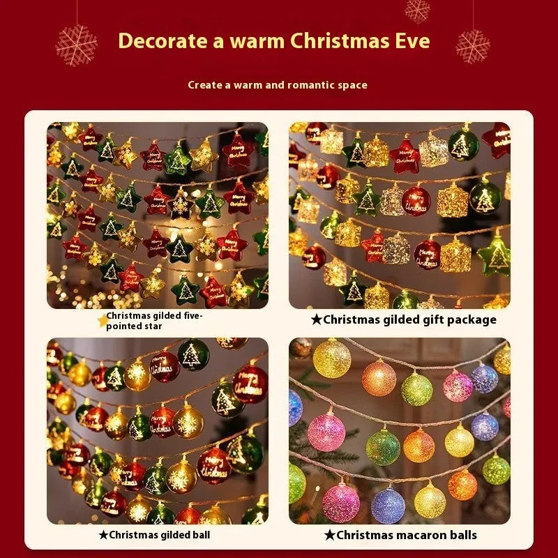 Heart-shaped plastic electroplated Christmas tree pendant with glossy finish and ambient lighting