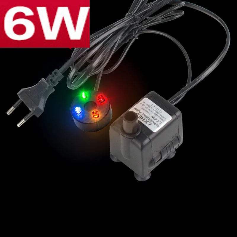 Black submersible aquarium pump with flowing water technology for filtration and circulation