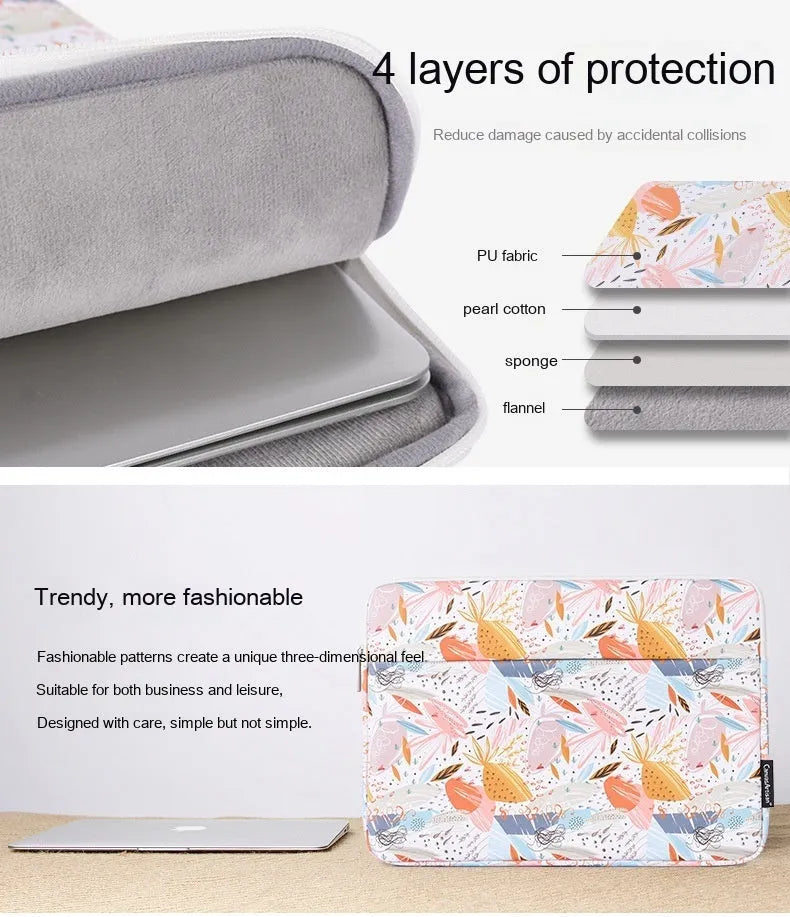 White waterproof PU leather laptop inner bag for 14-inch devices on a plain background.