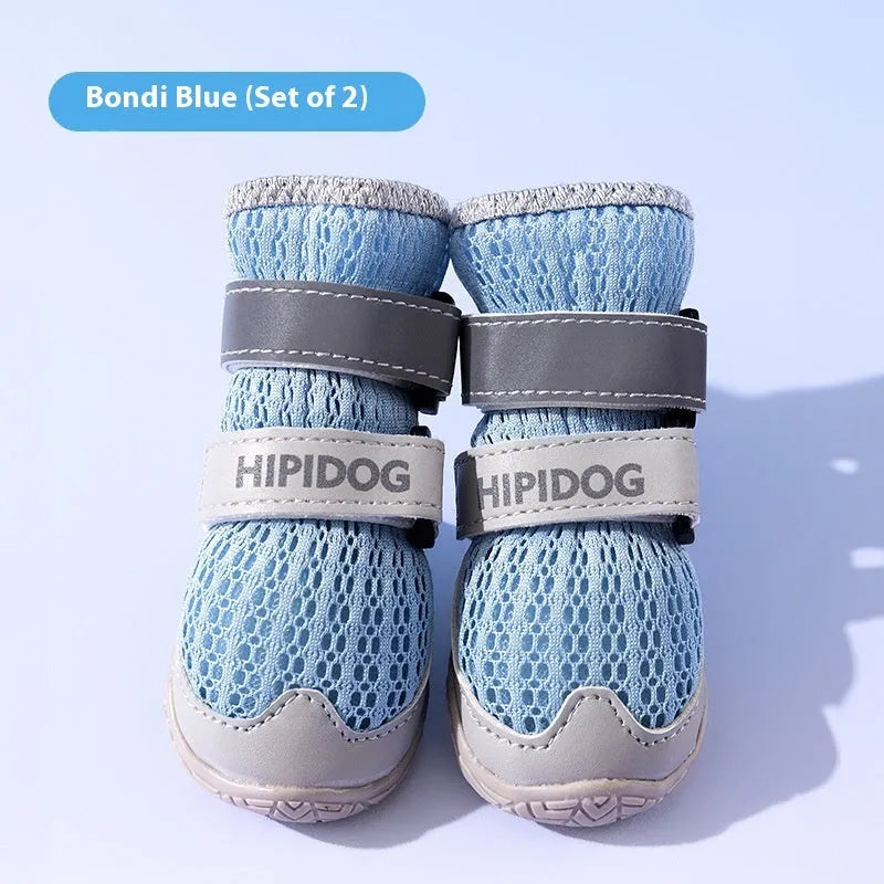 Cartoon style dog shoes in Bondi Blue colour showing breathable anti-scald summer pet footwear