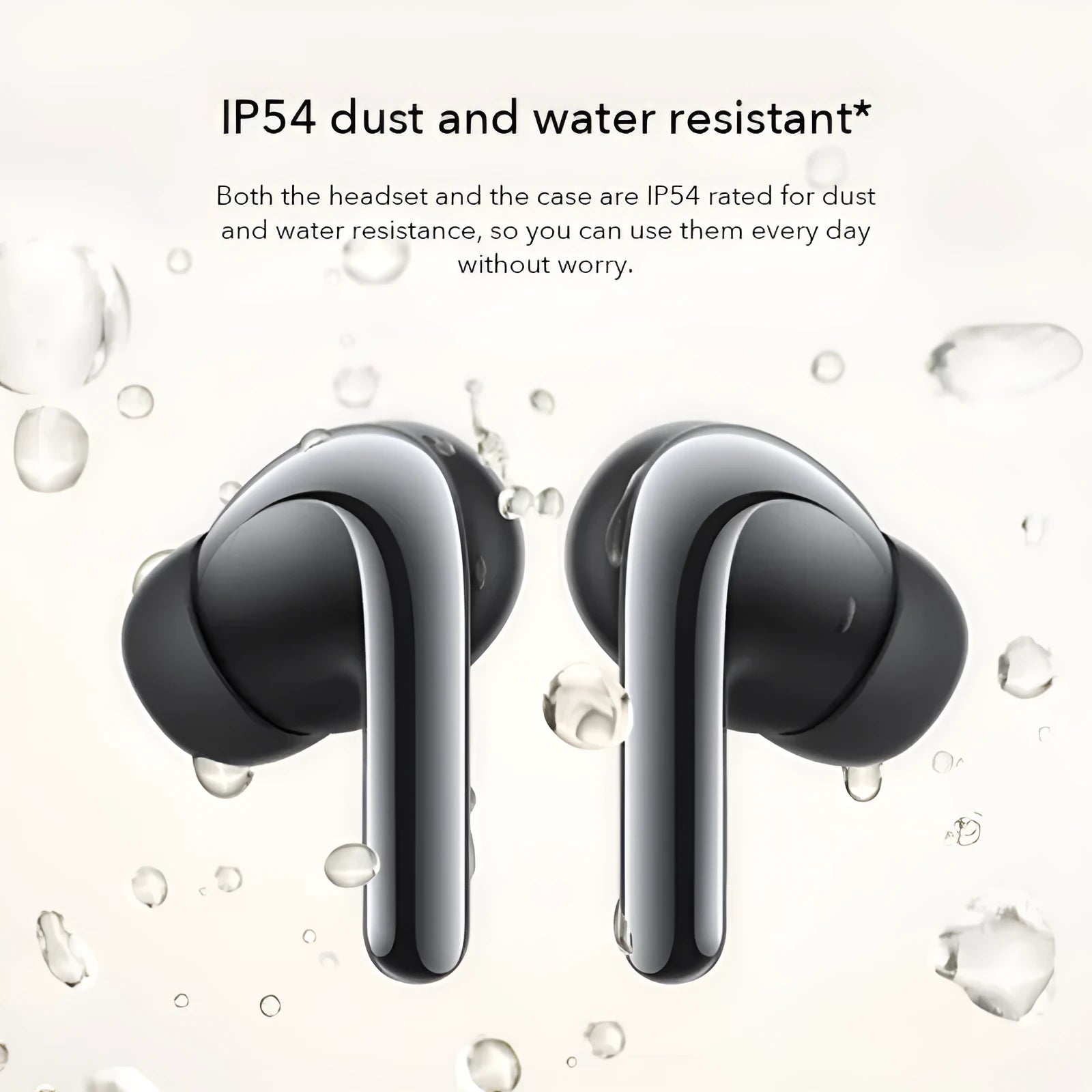 Black active noise reduction true wireless Bluetooth headset with charging case on a flat surface