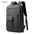Men's lightweight Oxford cloth backpack in dark grey colour with visible sewing lines