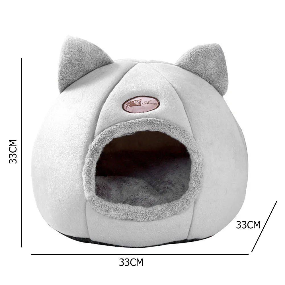 Winter cat nest fully enclosed sofa bed in plush fabric, large size, for indoor use