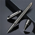 Fog gun gray metal signature pen with 0.5mm bullet nib on white background