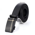 Men's automatic buckle belt with mirror acrylic iron button, patent leather finish, showing buckle close-up