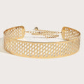 Golden lantern head punching net flower iron waist belt with alloy buckle, 105cm length, gold colour