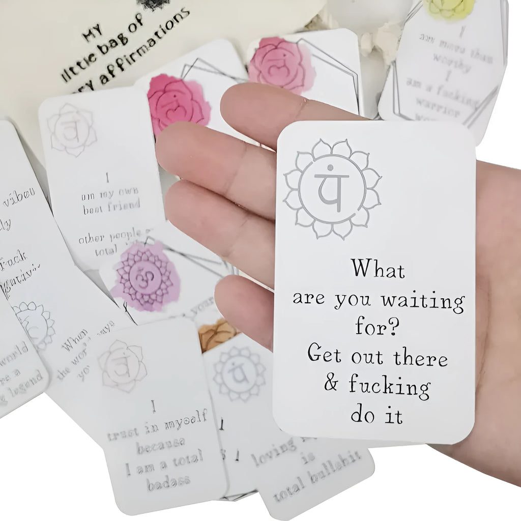 Set of 16 funny affirmation cards in a greeting card bag with soft adorable healing series colour printed designs
