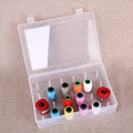 Plastic embroidery storage box with 42 numbered compartments in transparent, pink, or blue colour.