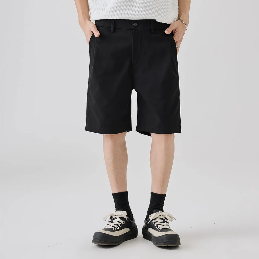 Men's summer business casual straight leg trousers in khaki, brown, and black polyester fiber, sizes S to 3XL
