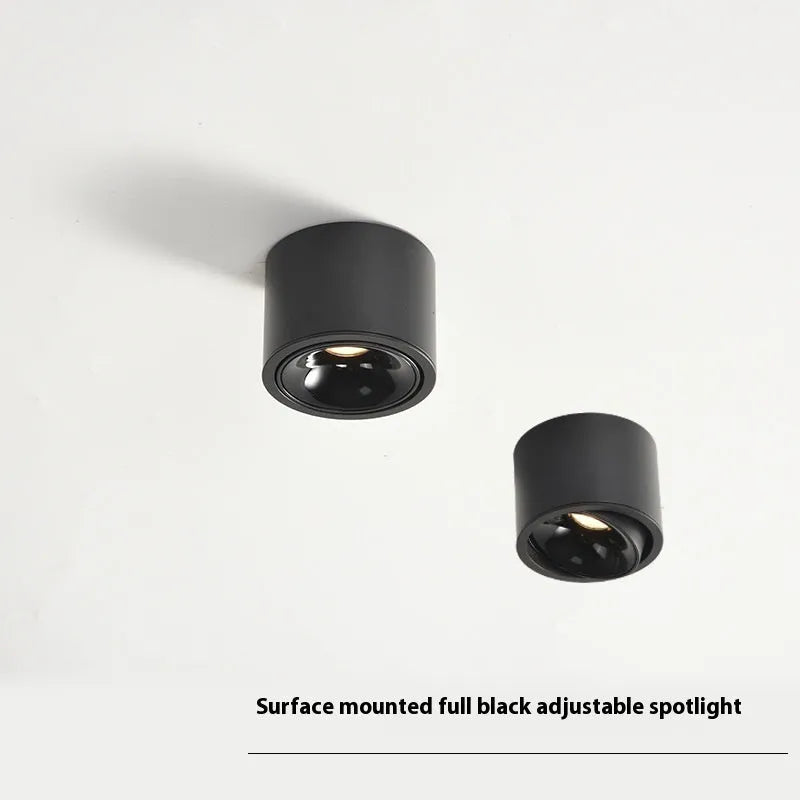 Round surface-mounted adjustable ultra-thin aluminium ceiling spotlight with punch-free design