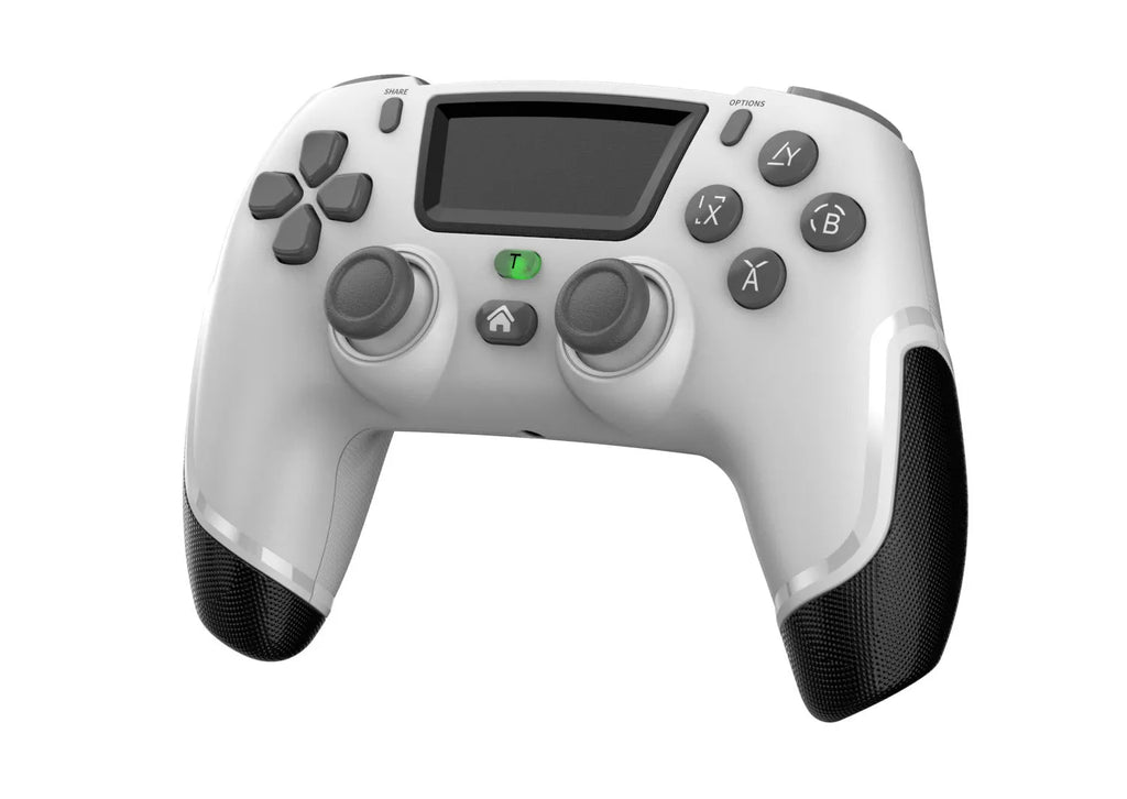 PS4 wireless Bluetooth gamepad in fruit green colour on a desk, with vibration and force feedback functions