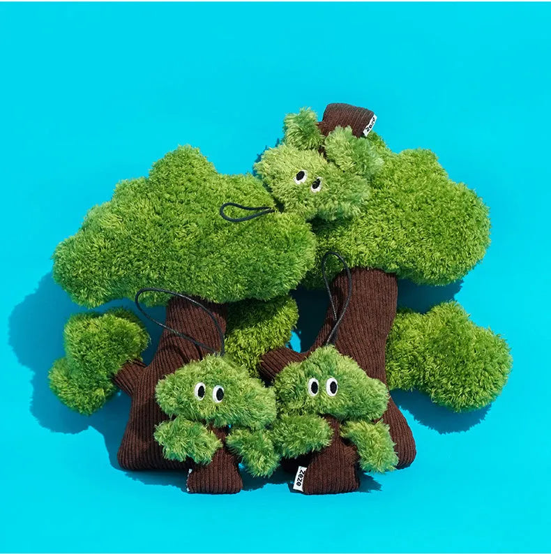 Pine tree shaped fabric cat toy with mint stick inside, measuring 10cm long