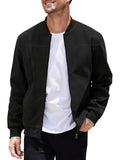 Men's plus size suede zip-front jacket in polyester fabric with cotton lining
