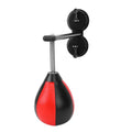 Double suction cup mounted boxing training ball with inflatable pear-shaped punching ball on elastic cord