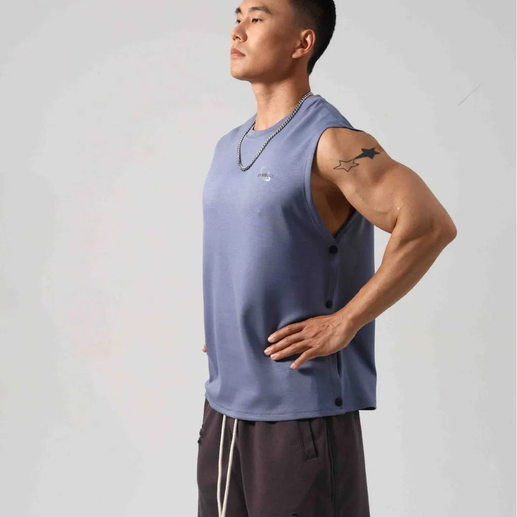 Korean style cotton fitness vest with hidden hook design in loose fit