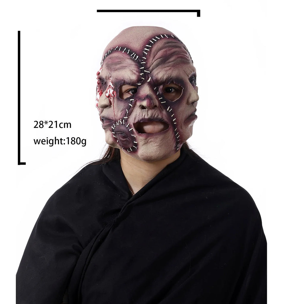 Three-sided grimace horror mask in natural latex for Halloween cosplay parties
