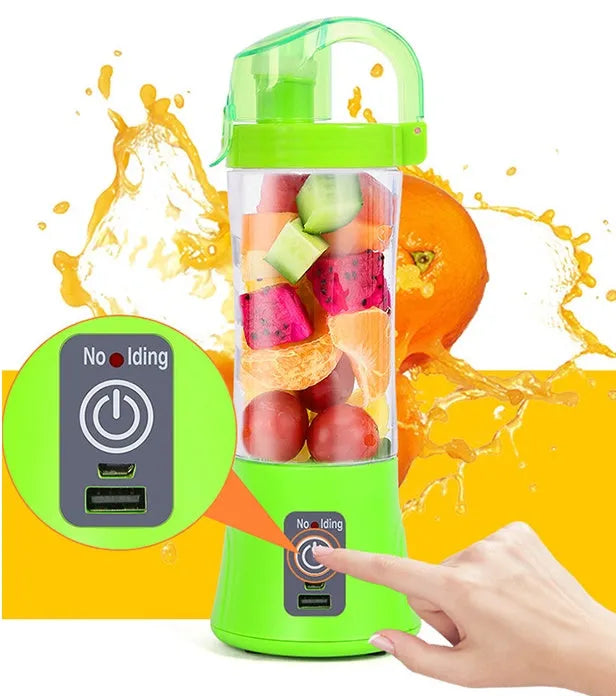 Portable electric fruit juicer handheld smoothie maker USB rechargeable 400ml blue pink green