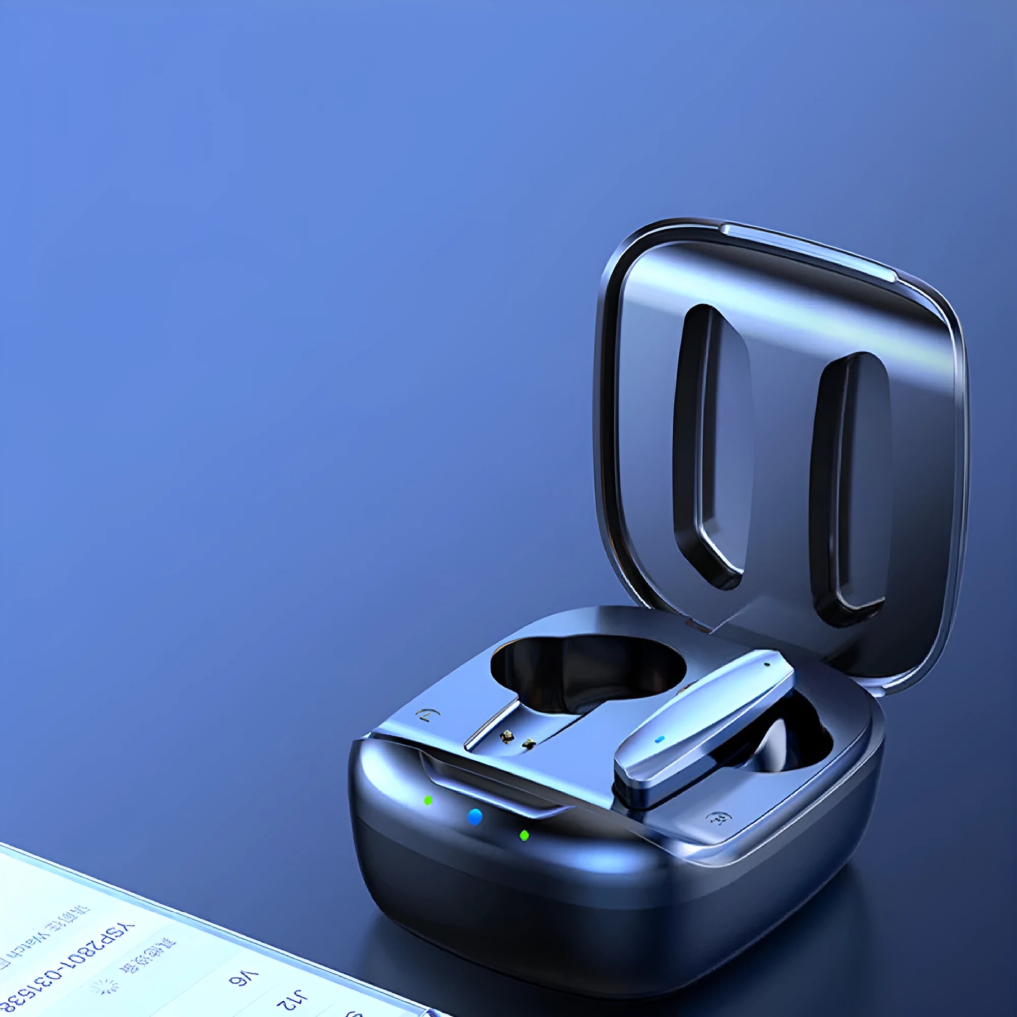 TWS Bluetooth 5.0 in-ear headphones with charging case, Black colour, side view