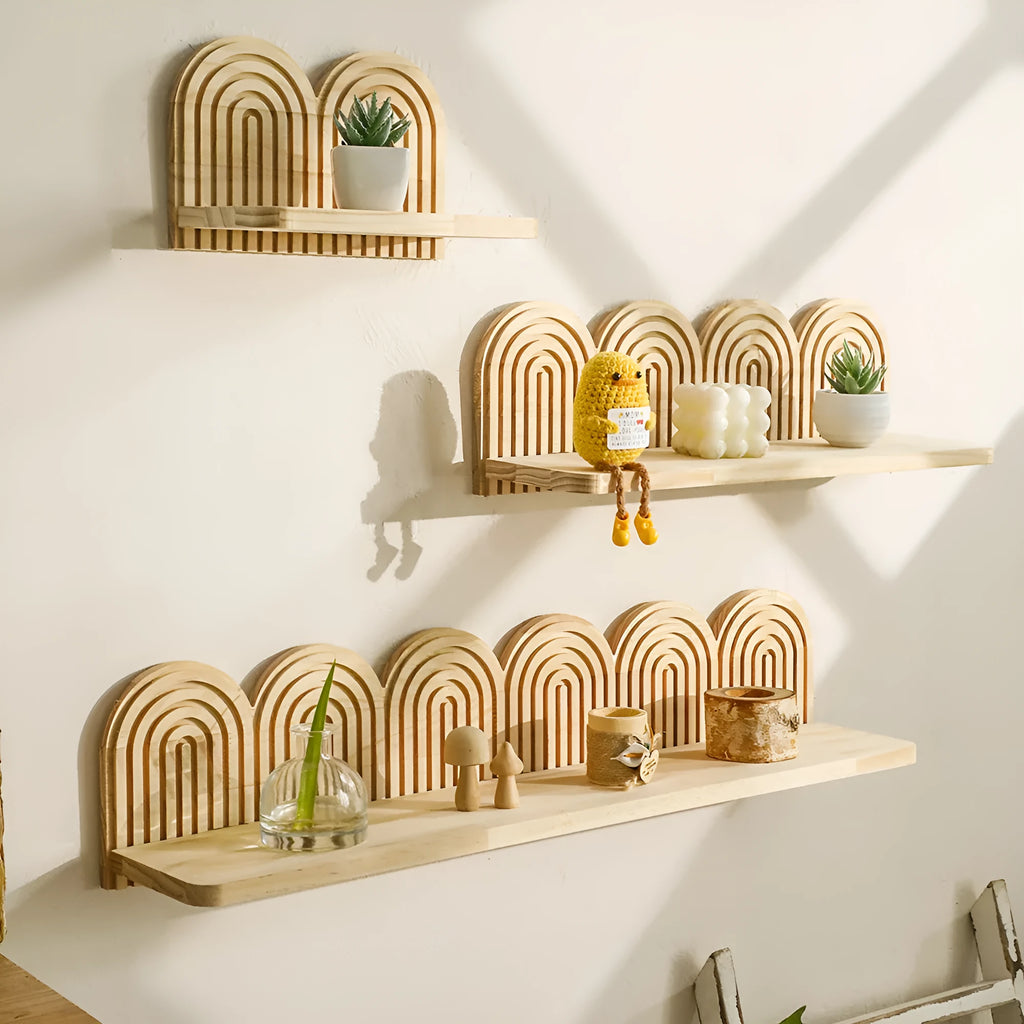 Multi-layer solid wood wall flower pot storage rack with six layers for home decoration