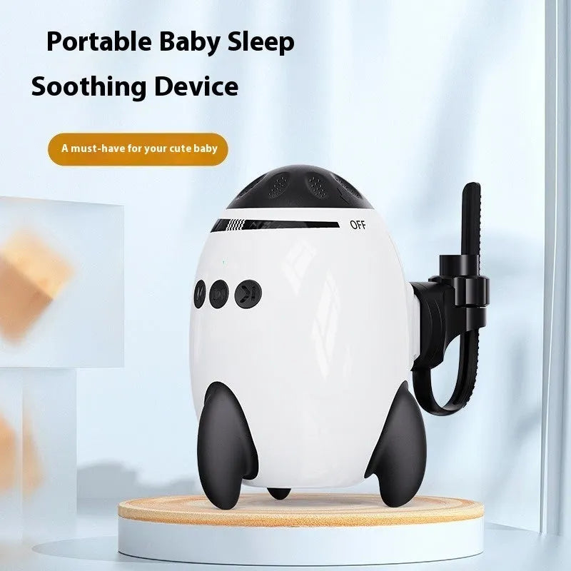 White ABS plastic baby stroller shaking device with Bluetooth and white noise functions for infant calming