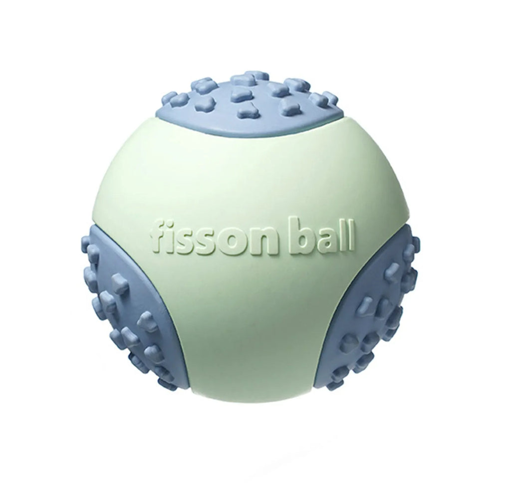Green and pink 64mm durable dog rolling ball toy for small medium dogs