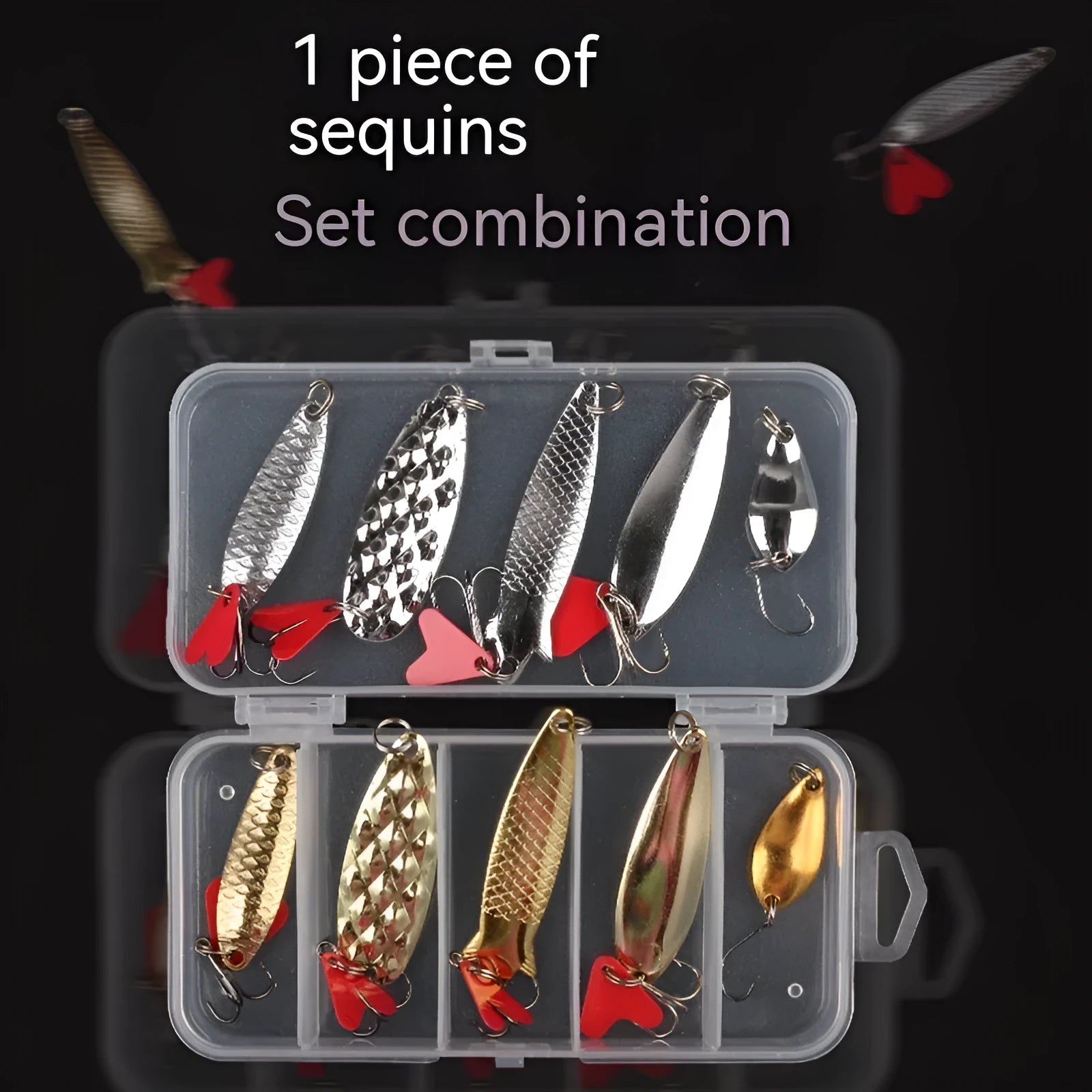 Pineapple lure metal sequins in gold and silver colours for fishing tackle boxes