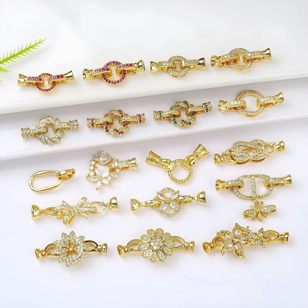 Small 18K gold colour pearl necklace buckle for DIY jewellery making