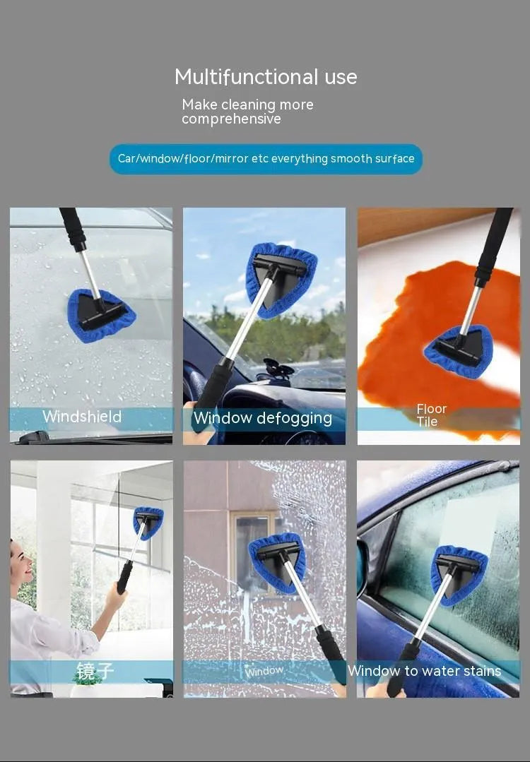 Car windshield cleaning brush in plastic, with red, green, and sapphire blue colour options