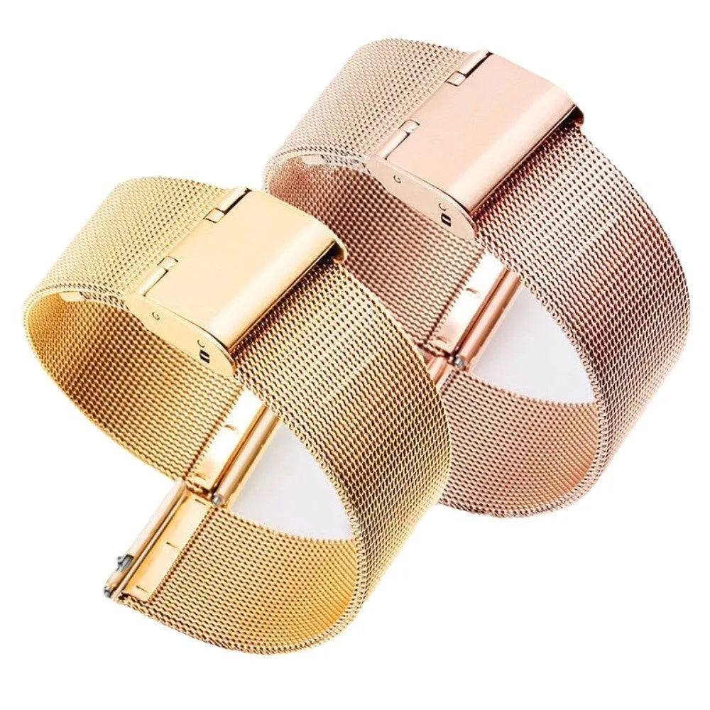Milani stainless steel and silk woven watch band in silver, black, rose gold or gold with various width options