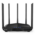 AC11 Gigabit wireless router in black with 1 WAN and 3 LAN ports and 8-pin copper interface