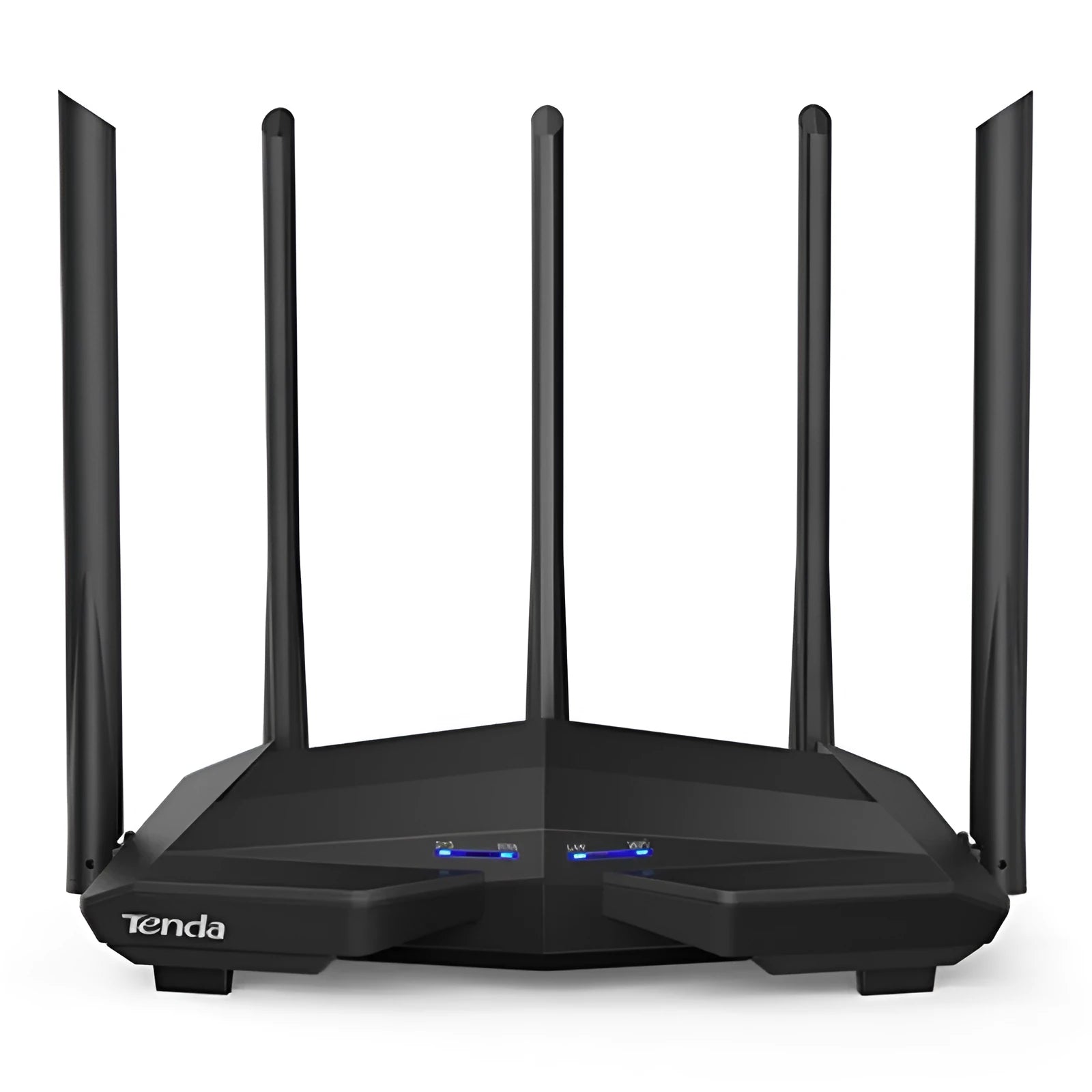 AC11 Gigabit wireless router in black with 1 WAN and 3 LAN ports and 8-pin copper interface