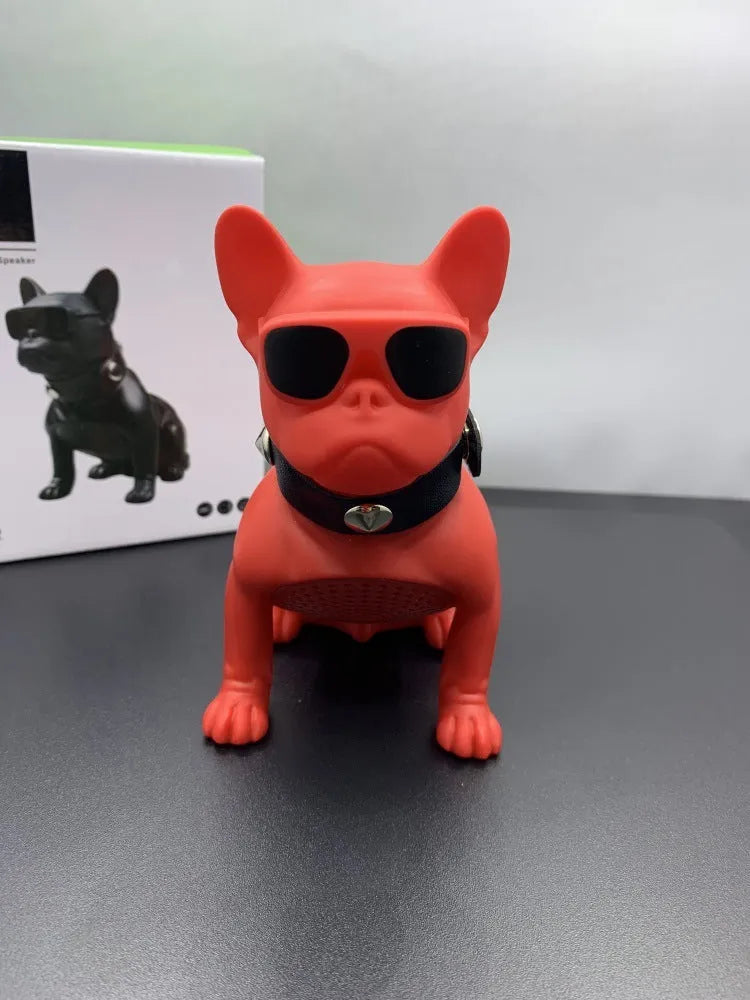 Mini full body bulldog Bluetooth speaker in black, red, or white colour with wireless connectivity