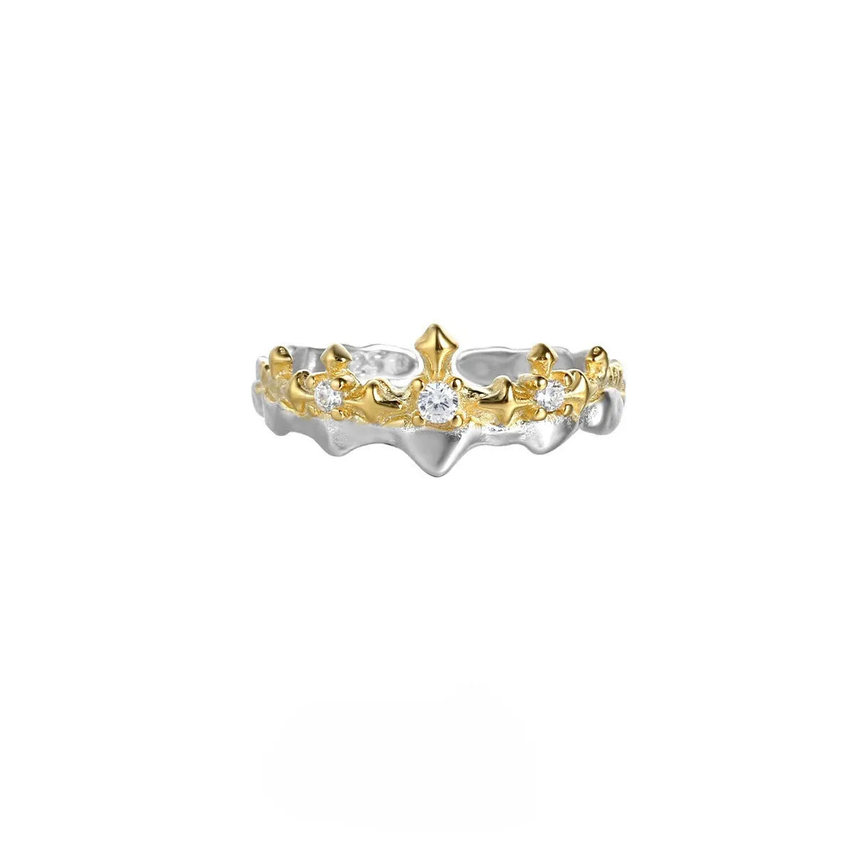 Adjustable silver couple ring with Princess Knight design in white gold or black gold electroplated finish.