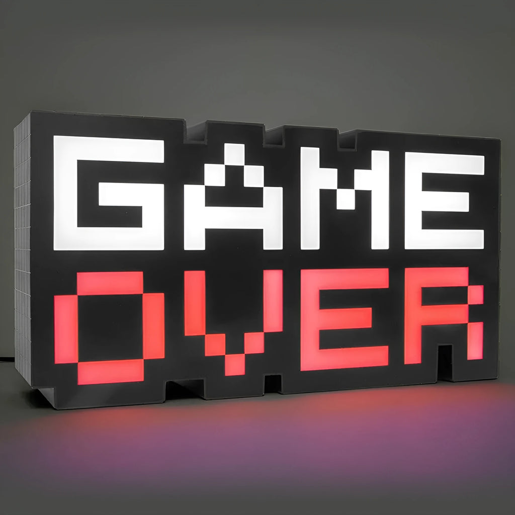 Game Over LED atmosphere light with PVC shade and USB connector in photo colour