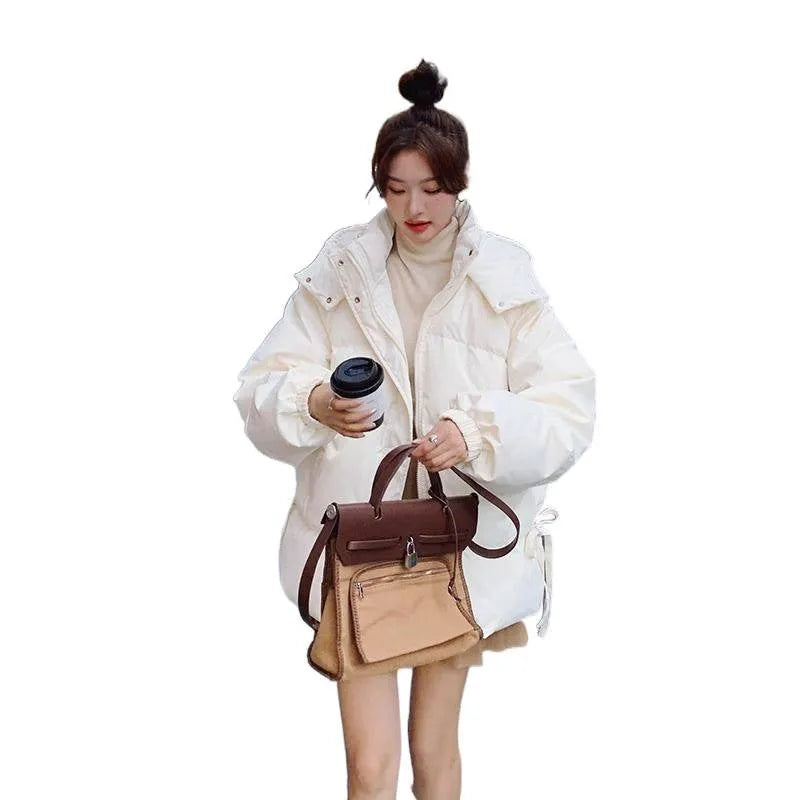 Women's loose cotton-padded jacket with princess sleeves, size S-4XL, colour option Milky White and Black