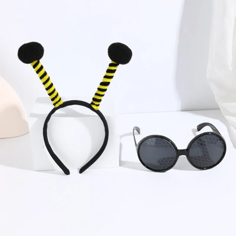 Yellow and black bees costume headband and glasses set for children's fancy dress