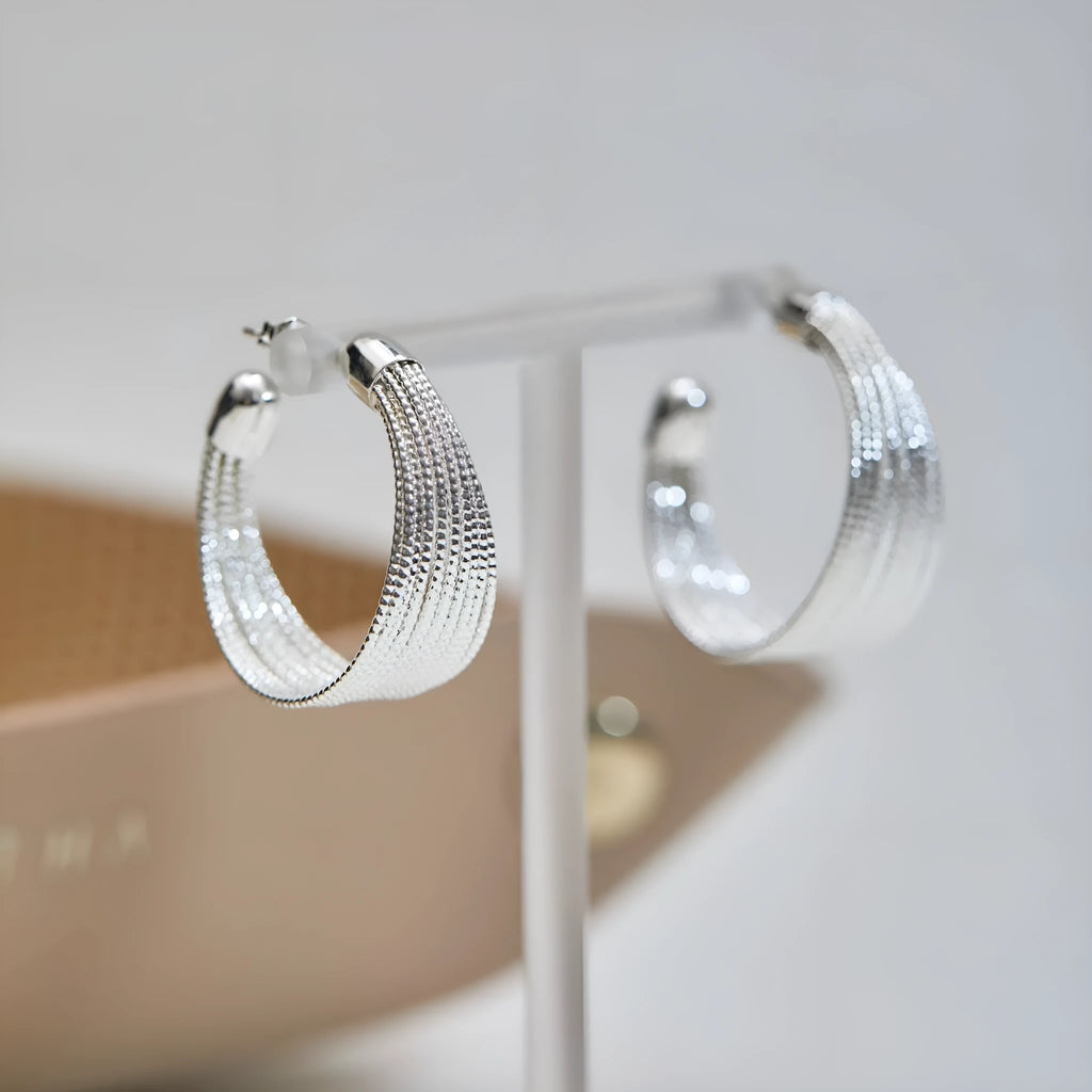Geometric multi-layer bracelet earrings for women in silver or gold electroplated finishes