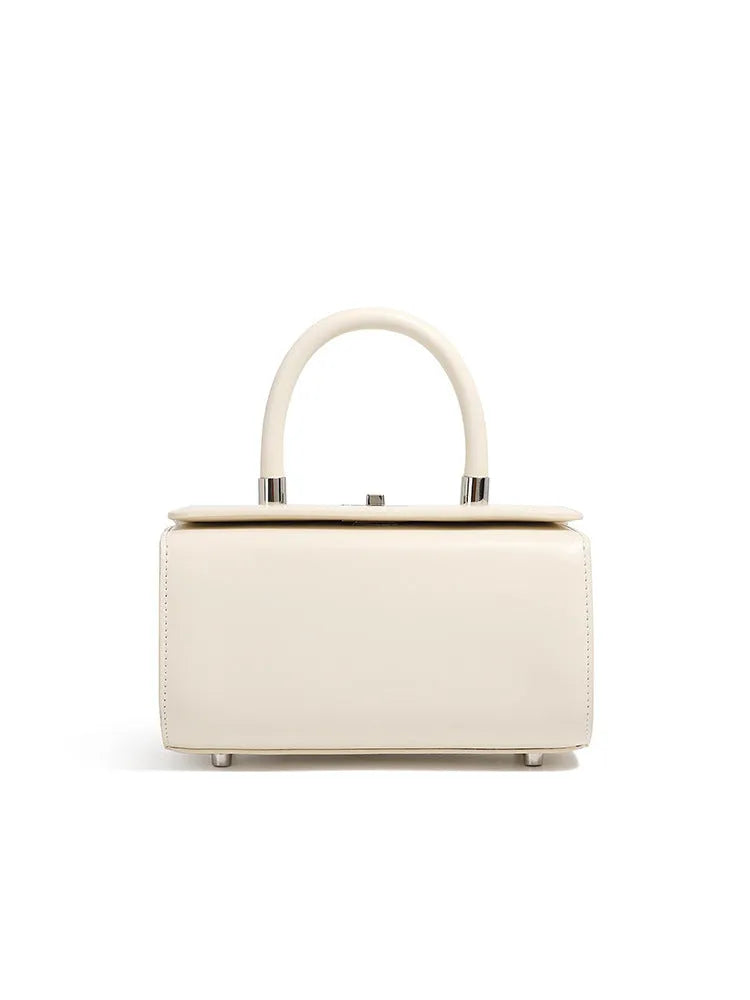 New leather one-shoulder crossbody women's bag in cowhide with clamshell box shape, available in four colours
