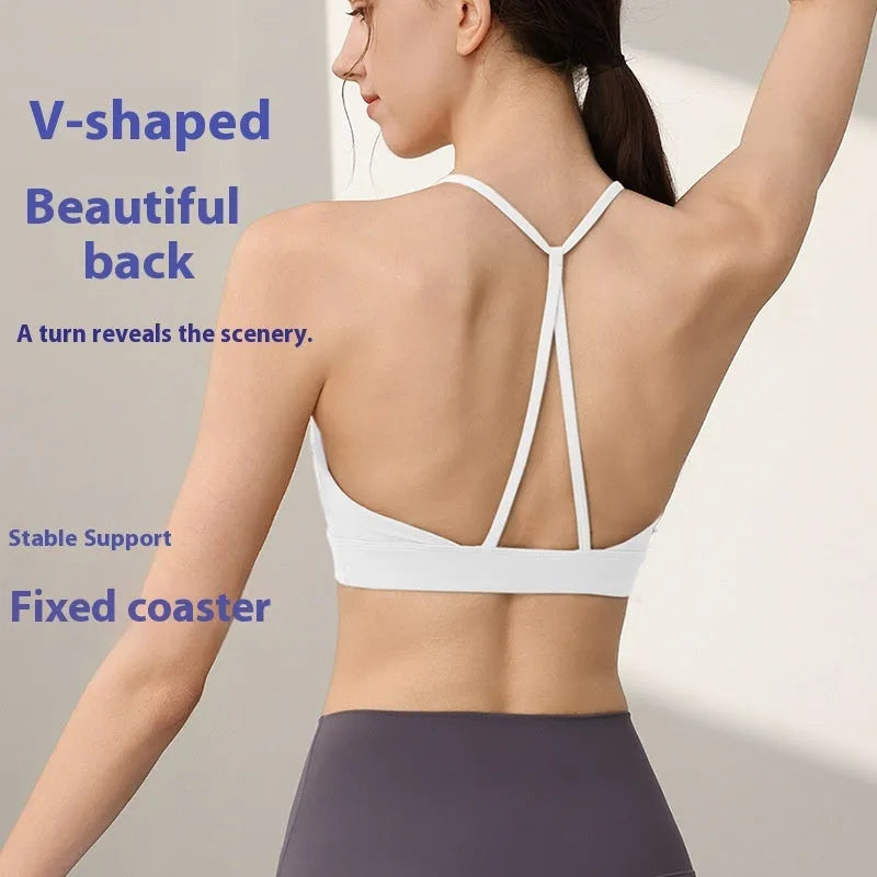Women's nylon sports vest with fixed double shoulder straps in various colours